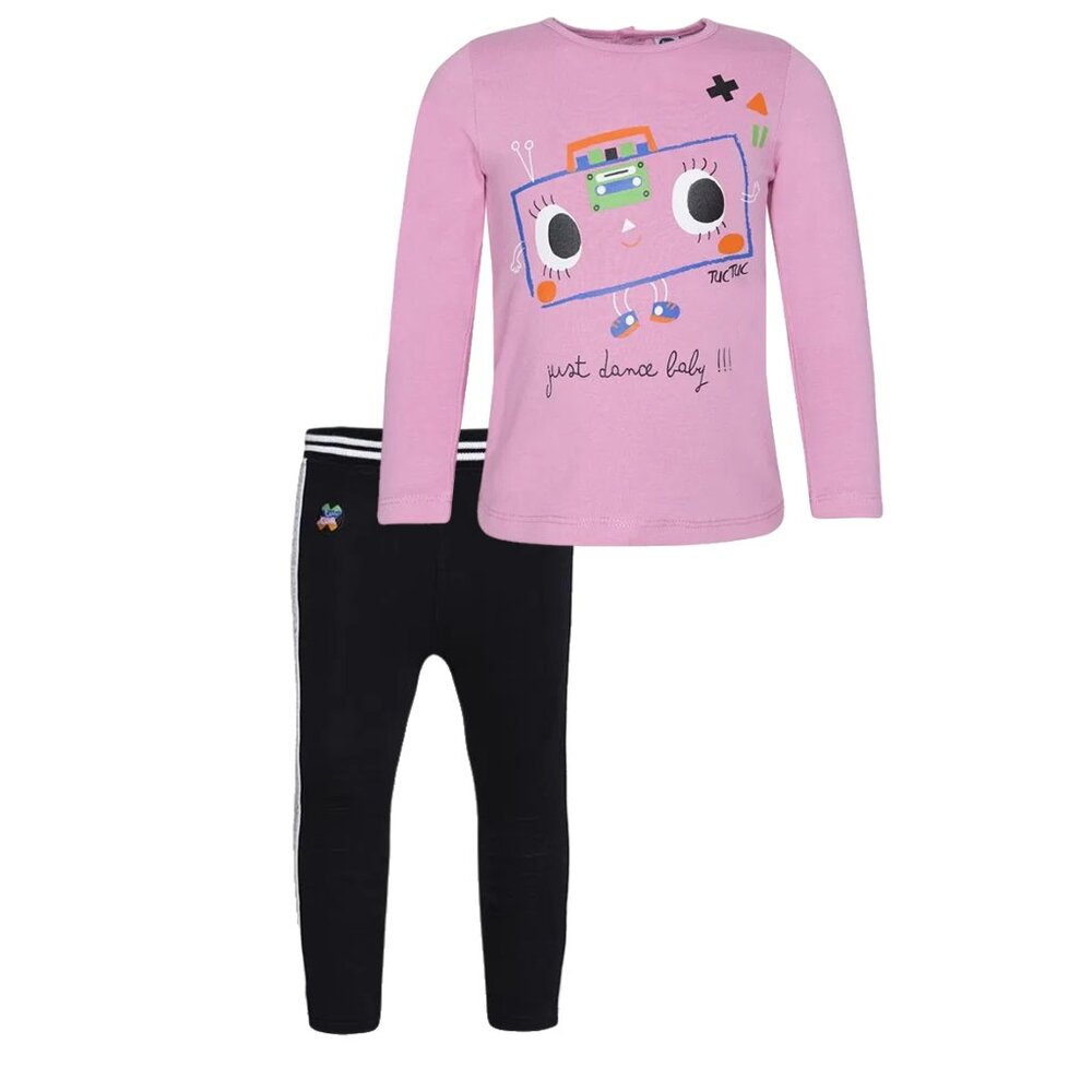 TucTuc - Pink Cartoon T-Shirt & Fleece Leggings Set, size 3